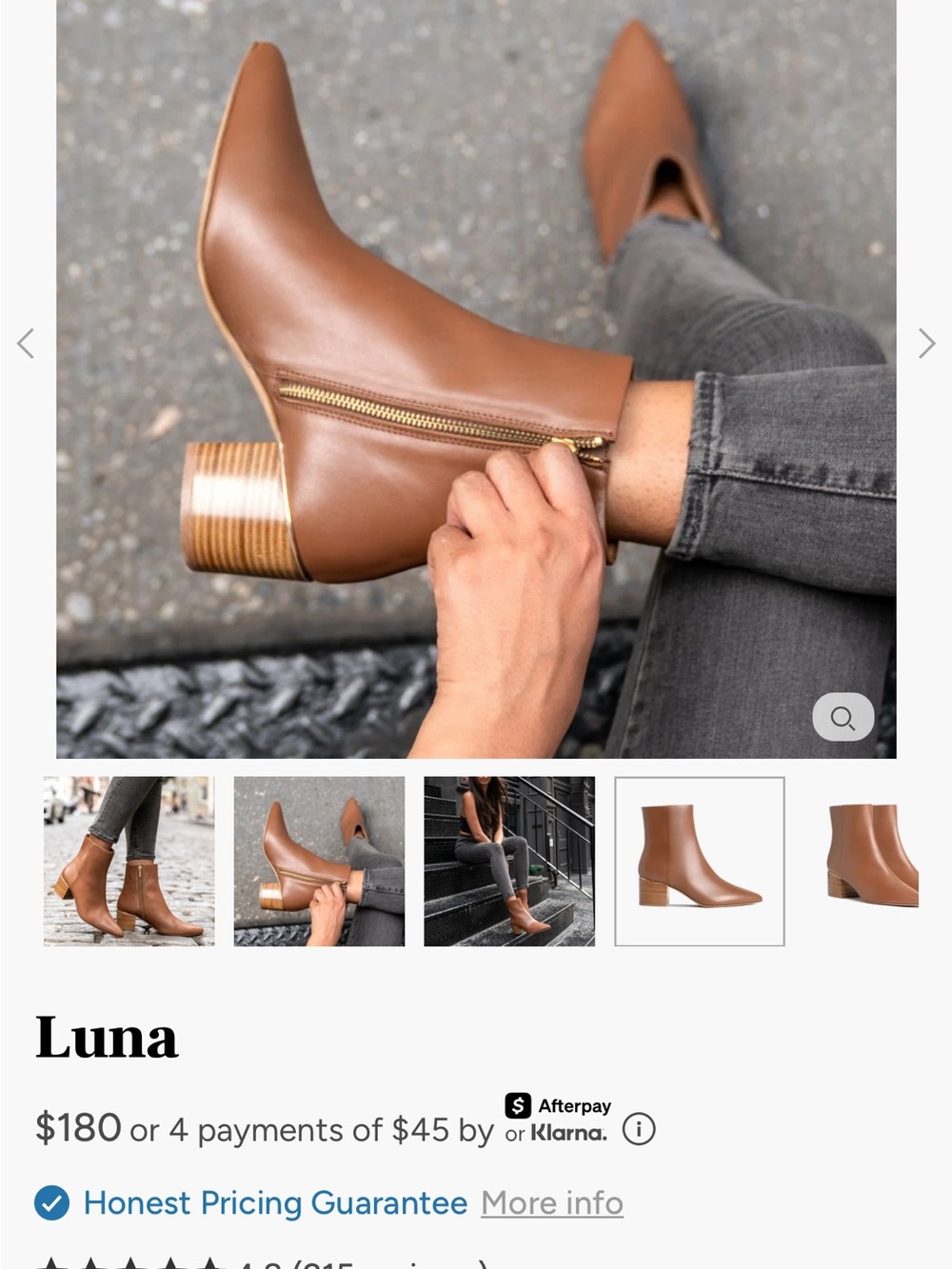 Thursday Boot Company Luna Ankle Boot in Cognac Brown